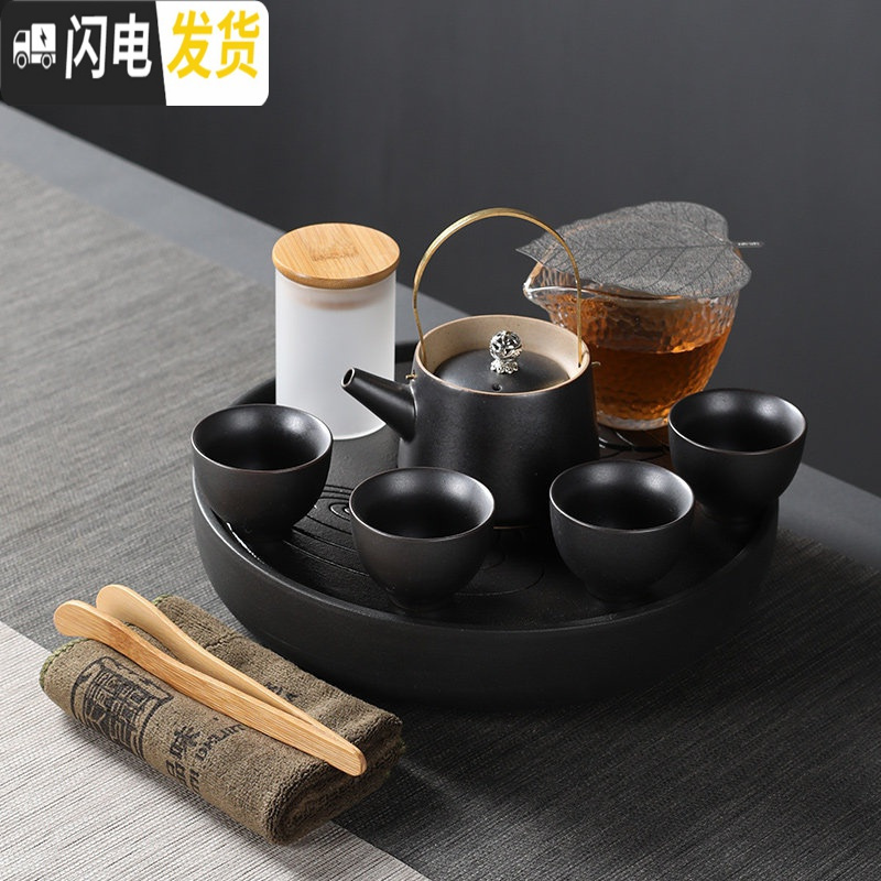 功夫茶具套装户外便携式快客杯一壶四杯家用茶盘茶壶茶杯日式 蜻蜓点