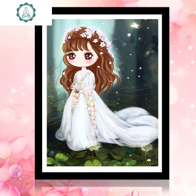 钻花花姑娘砖石秀 封后 玫瑰仙子30x40cm[魔方钻满贴/包括背景]送工具