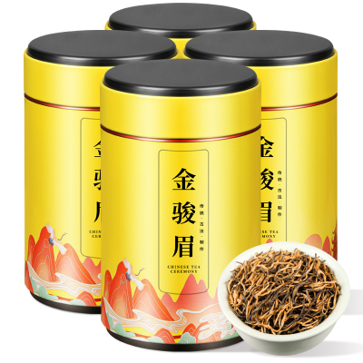 福岗金骏眉红茶蜜香型茶叶礼盒装武夷山桐木关金俊眉散茶罐装暖冬