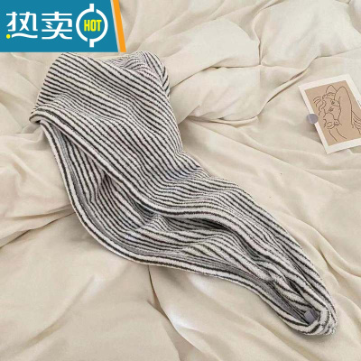 敬平Fant自留款 巨好用干发帽竹炭纤维包头毛巾吸水速干洗头浴帽 黑白条纹色