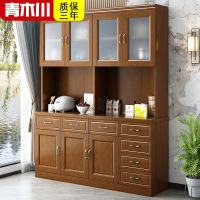 青木川 实木餐边柜高柜酒柜高柜简约多功能置物架带玻璃门储物收纳柜一体中式现代简约客厅储物柜家用餐厅柜碗橱柜