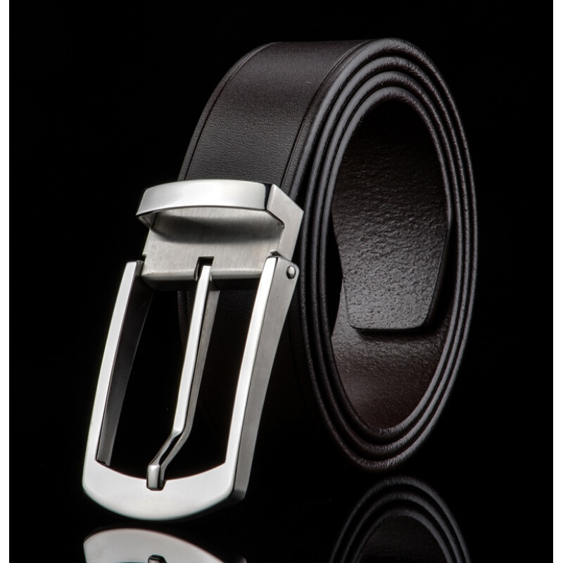 防过敏不锈钢皮带男真皮针扣头层纯牛皮裤腰带整张皮休闲正装商务