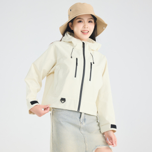 渔人船长春秋时尚户外薄款冲锋衣男女单层风衣连帽防风短款外套