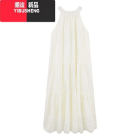 YIBUSHENG法式蕾丝挂脖连衣裙女季高级感气质露肩吊带裙海边度假风长裙子