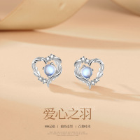 守护之心耳钉女S999足银个性气质百搭耳环时尚小香风耳饰批发礼物送女朋友老婆情人节七夕生日礼物