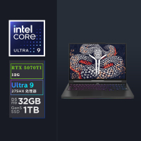 联想(Lenovo)拯救者Y9000P 2025 AI元启电竞游戏本笔记本电脑 定制(Ultra 9 275HX 32G 2T RTX5070Ti 2.5K240Hz)黑色