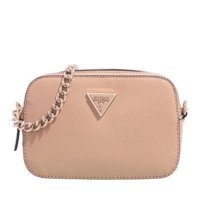 GUESS时尚女包人造皮质相机包米色链条单肩包多功能设计