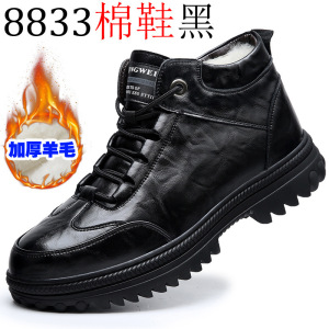 休闲棉靴冬季新款工装男鞋潮流羊毛男棉鞋休闲系带保暖皮鞋子_684