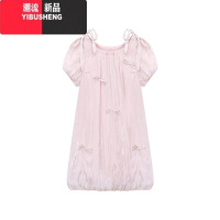 YIBUSHENG甜美风蝴蝶结背心裙女装季花苞下摆连衣裙宽松减龄短裙