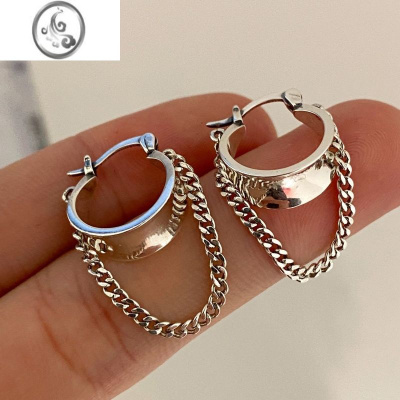 JiMis925银银链条耳扣女独特设计耳环高级感轻奢小众复古