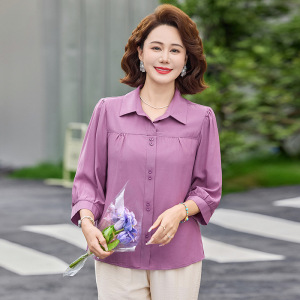 七分袖妈妈装大码宽松夏季中老年女士休闲上衣40-60岁中老年衣服