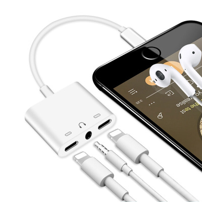 奥多金三合一苹果X87plus耳机转接线音频转换线接头适用苹果iPhoneX87plus白色