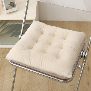 加厚蒲团椅垫简约办公坐垫双面毛绒餐椅垫教室学生防滑垫屁股座垫 双面水晶绒-米白 45*45cm