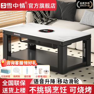 雪中情取暖桌烤火桌茶几一体电暖桌电暖炉客厅家用多功能电烤桌长方形电烤炉烤火炉电炉电暖器取暖器W25水晶浮雕1.2米
