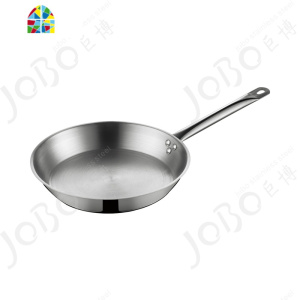 不锈钢复合底煎锅 单柄无涂层煎锅 素面平底煎盘管柄钢面炒锅牛排 FENGHOU 银色(Φ200*H40mm)