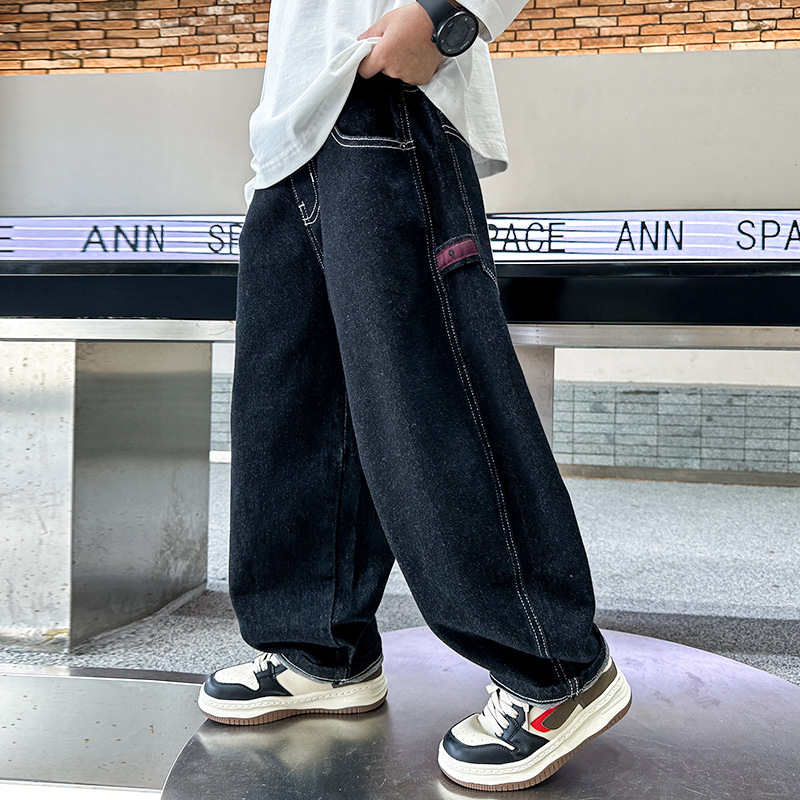 男童牛仔裤春秋款新款儿童装秋季阔腿裤子大男孩休闲裤秋装潮