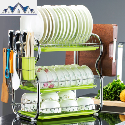 收纳收纳盒碗筷家用碗碟放碗架架装收纳箱洗碗池沥水架碗盘架3层 三维工匠收纳层架