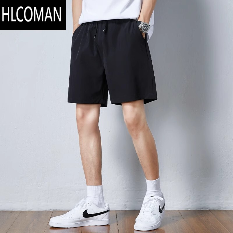 HLCOMAN三分短裤男款夏季宽松冰丝裤男士薄款休闲速干跑步运动健身五分裤
