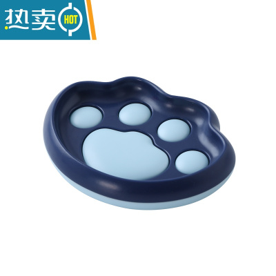 敬平可爱萌爪皂盒壁挂式免打孔肥皂盒浴室可沥水创意卫生间个性香皂架 4号深蓝 萌爪皂盒