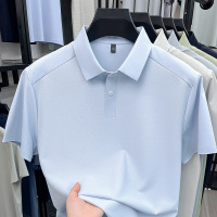 春夏新款男士纯色翻领短袖T恤休闲简约时尚青年轻薄透气男装