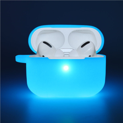 适用苹果airpods pro夜光保护套airpods 3代 液态硅胶软套蓝牙耳机超薄防摔保护壳 夜光蓝色