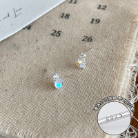 纯银小钻欧泊耳钉女小众设计感适合夏天的耳环独特精致耳饰潮送女朋友老婆情人节七夕生日礼物