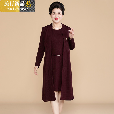 恋名媛结婚礼服胖妈妈春装喜婆婆婚宴连衣裙高贵两件套中老年加肥大码女大码女装