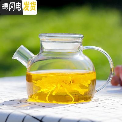 三维工匠玻璃煮茶壶茶具套装家用客厅壶耐热高温杯茶水分离果盘凉茶凉水壶 1000小流水(玻璃盖)壶