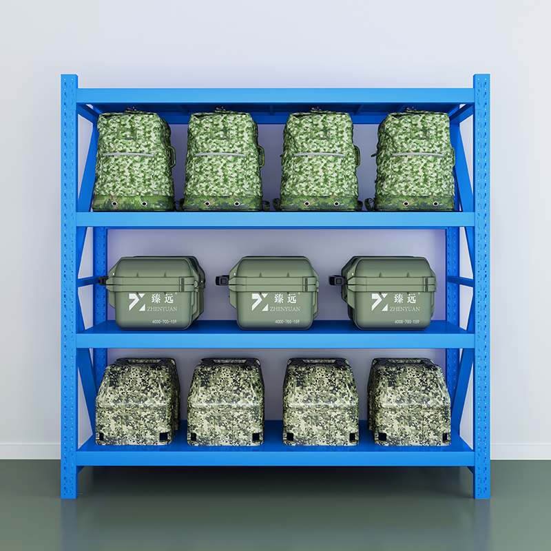 臻远ZYCC-28中型仓储货架置物架仓库铁架子地下室货架~蓝色四层主架120*50*200