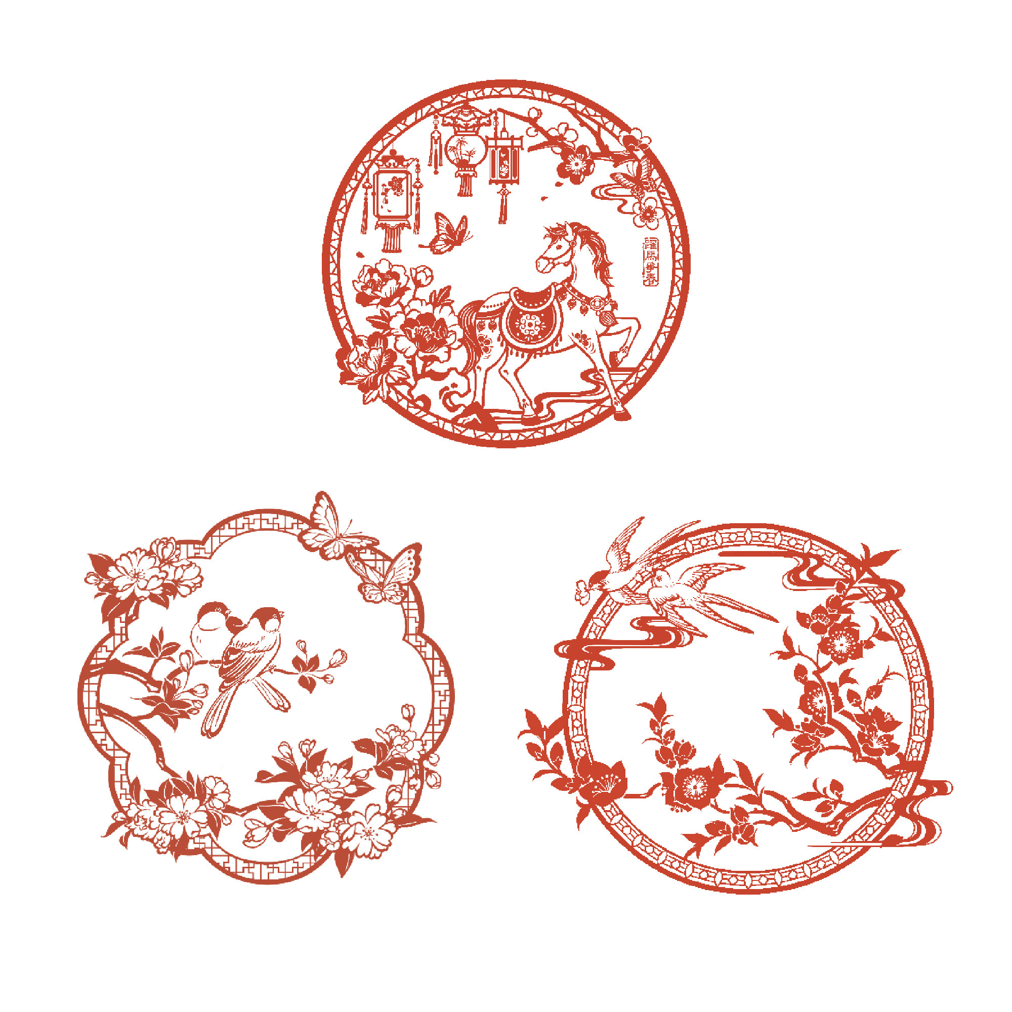 春和景明马年窗花静电贴马年新年装饰贴过年玻璃贴-春和景明·马年窗花