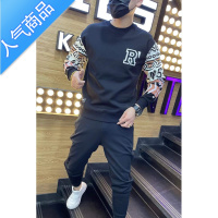 喻娄2022秋季流行新款男士圆领长袖卫衣休闲青年印花修身国潮t恤上衣T恤