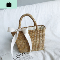 女童包包编织包蝴蝶结手提包公主时尚包可爱小孩儿童度假编包夏NEW LAKE 卡其色+蝴蝶结女士单肩包