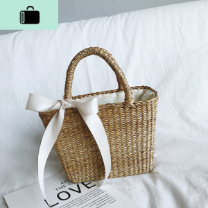 女童包包编织包蝴蝶结手提包公主时尚包可爱小孩儿童度假编包夏NEW LAKE 卡其色+蝴蝶结女士单肩包 卡其色+蝴蝶结