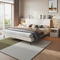 全友家居 床现代简约风卧室家具木纹床环保饰面双人床