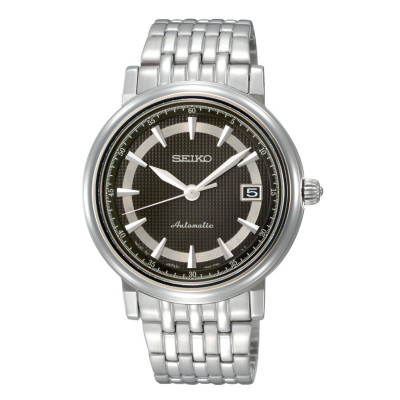 精工SEIKO男自动机械表SRP113J1不锈钢表带100米防水商务圆形蓝宝石镜面折叠扣经典设计