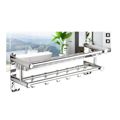 卫生间置物架免打孔浴室收纳不锈钢毛巾架厕所洗手间洗漱台壁挂式