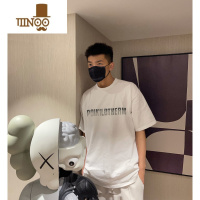YANXU夏季美式短袖t恤男潮牌渐变字母烫钻情侣宽松休闲高街ins学生