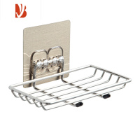 三维工匠304不锈钢免打孔沥水肥皂盒卫生间双层家用浴室大号壁挂式香皂架 金色贴1个装