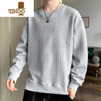 YANXU圆领卫衣男士秋季新款潮流宽松长袖t恤男潮牌提花内搭打底衫T