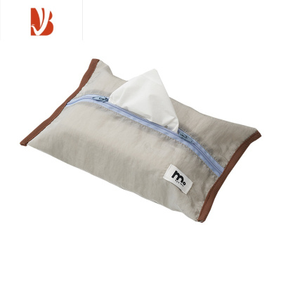 三维工匠莫语 桌面抽纸收纳袋 ins风客厅家用薄款抽纸盒春夏款餐桌纸巾盒 纯净灰两个一组