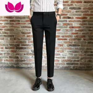 七斓西裤男直筒宽松坠垂感ins九分西装裤子男士潮流阔腿休闲长裤