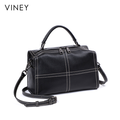Viney2020小包包女包新款2019潮真皮斜挎包手提包时尚软皮单肩包黑色