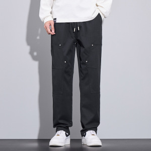 日系百搭休闲长裤男新款秋季时尚感宽松军绿色潮牌直筒工装裤男士